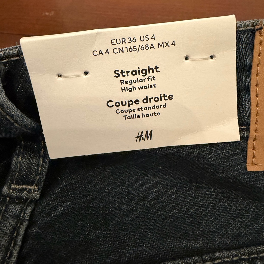 NWT H&M &Denim Dark Wash Straight Leg Jeans Size 4 - Picture 5 of 9